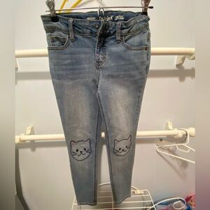 Cat & Jack Light Blue Denim Jeans with Cat Knee Patches